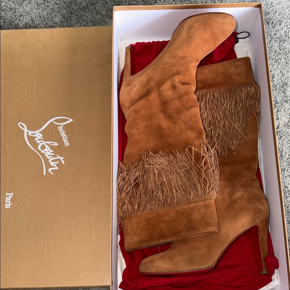 Christian Louboutin “Majung 85” suede fringe boot